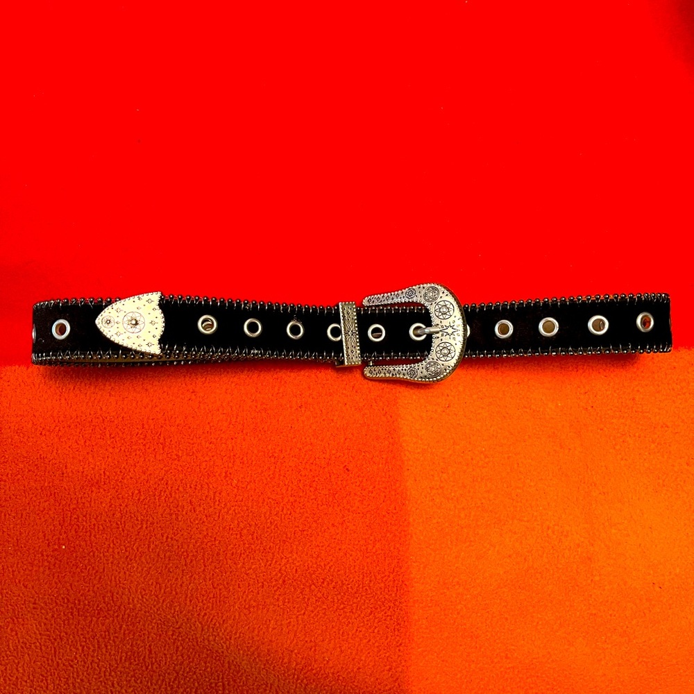 Urban Outfitters Black Western Belt with Silver Detail